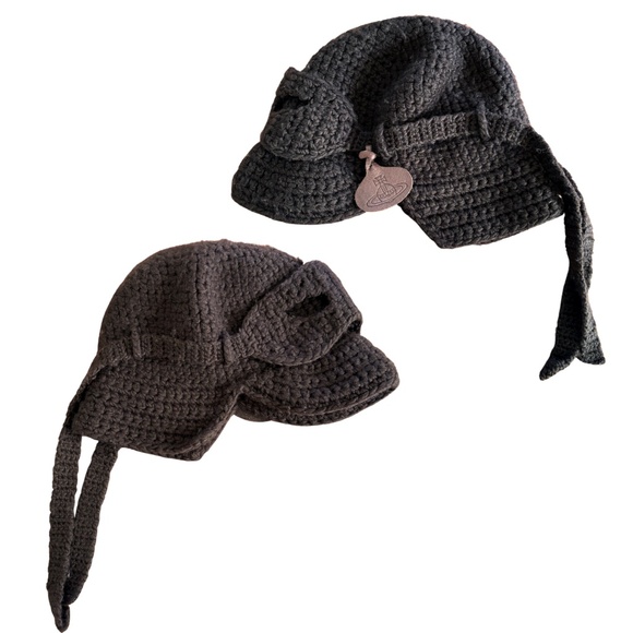 Vivienne Westwood | Wool Knit Hat w/ Detachable Eye Mask – Brown, Made in Japan - Picture 4 of 7